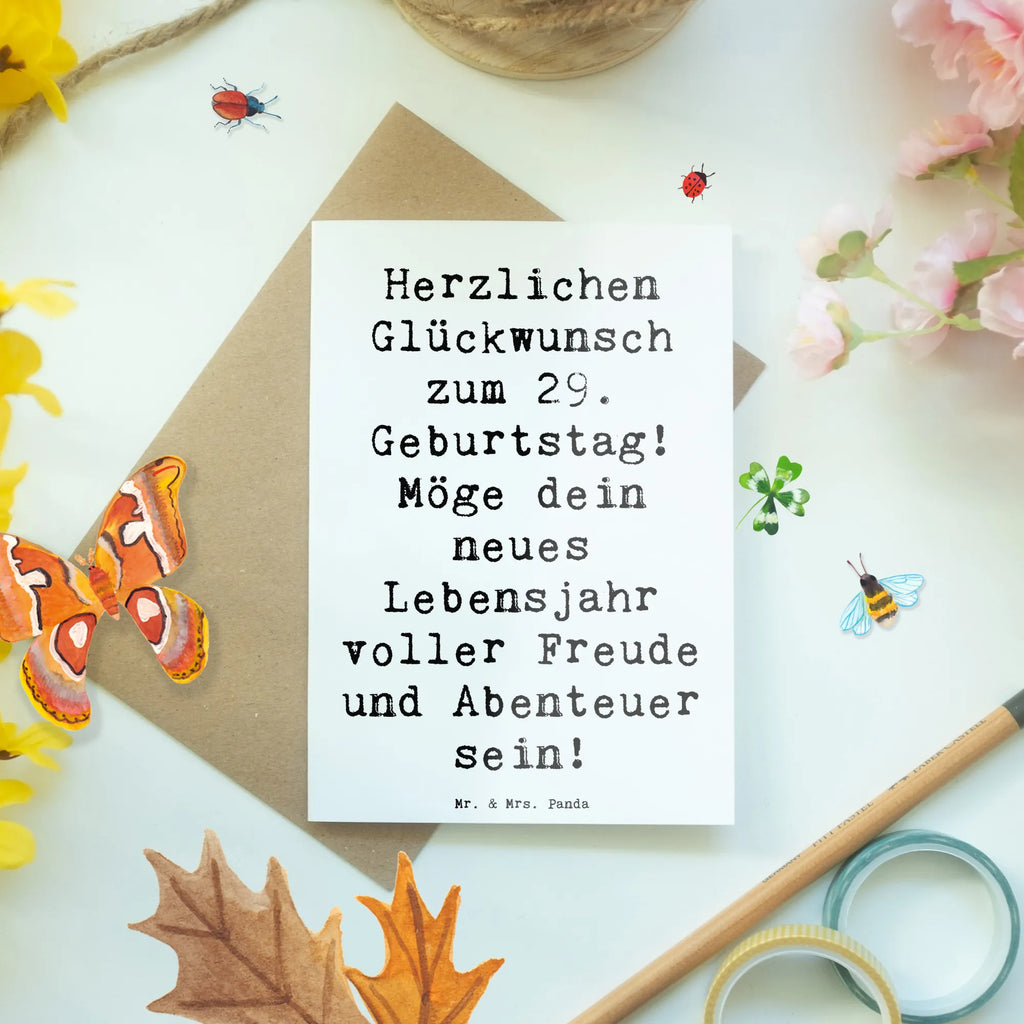 Greetings card Saying Herzlichen Glückwunsch zum 29. Geburtstag! Möge dein neues Lebensjahr voller Freude und Abenteuer sein! Klappkarte, Grußkarte, Karte, Glückwunschkarte, Ansichtskarten, Hochzeitskarte, Einladungskarte, Geburtstagskarte, Geburtstag, Geburtstagsgeschenk, Geschenk