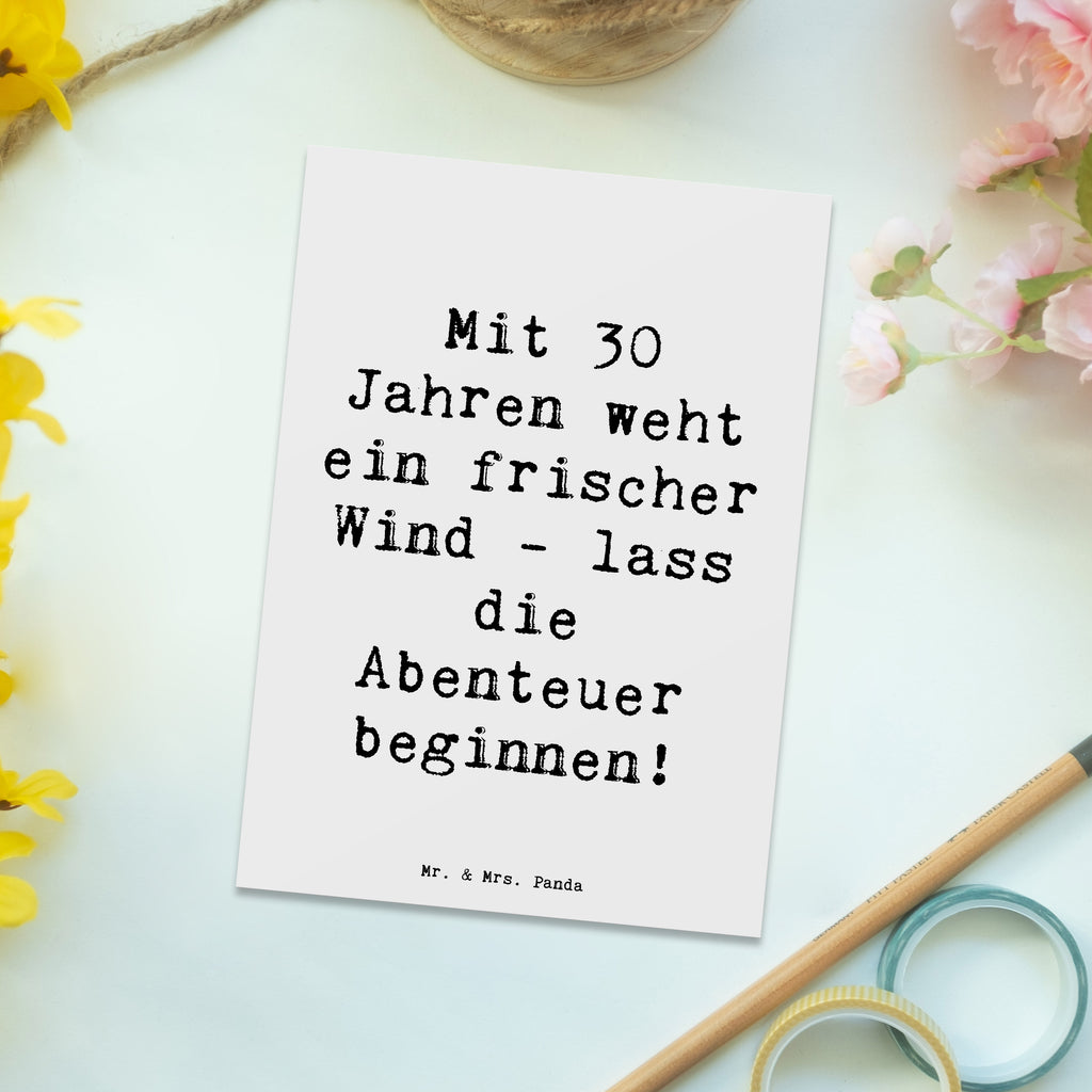 Postcard Saying Mit 30 Jahren weht ein frischer Wind - lass die Abenteuer beginnen! Ansichtskarte, Grußkarte, Ansichtskarten, Geschenkkarte, Einladungskarte, Karte, Dankeskarte, Einladung Geburtstag, Einladungskarten Geburtstag, Postkarte, Geburtstagskarte, Einladung, Geburtstag, Geburtstagsgeschenk, Geschenk