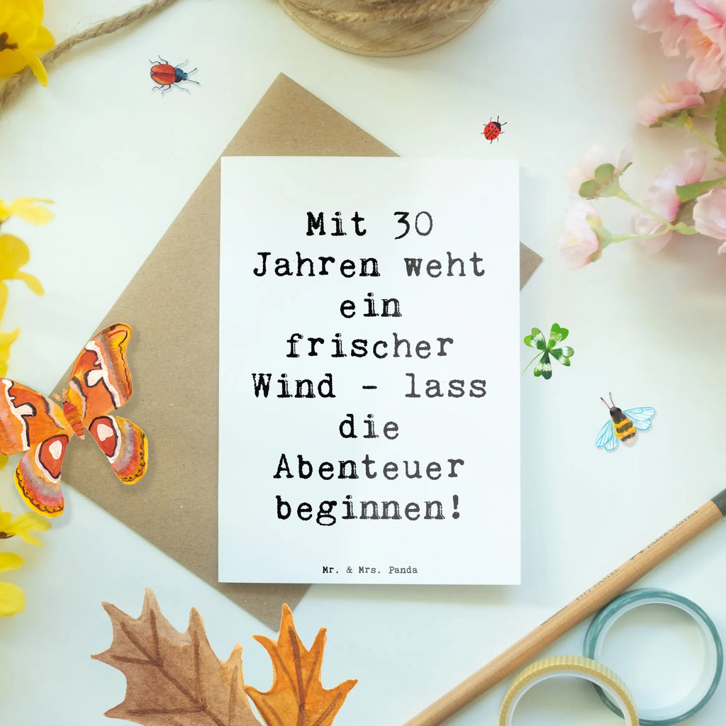 Greetings card Saying Mit 30 Jahren weht ein frischer Wind - lass die Abenteuer beginnen! Glückwunschkarte, Ansichtskarten, Einladungskarte, Hochzeitskarte, Klappkarte, Grußkarte, Geburtstagskarte, Karte, Geburtstag, Geburtstagsgeschenk, Geschenk