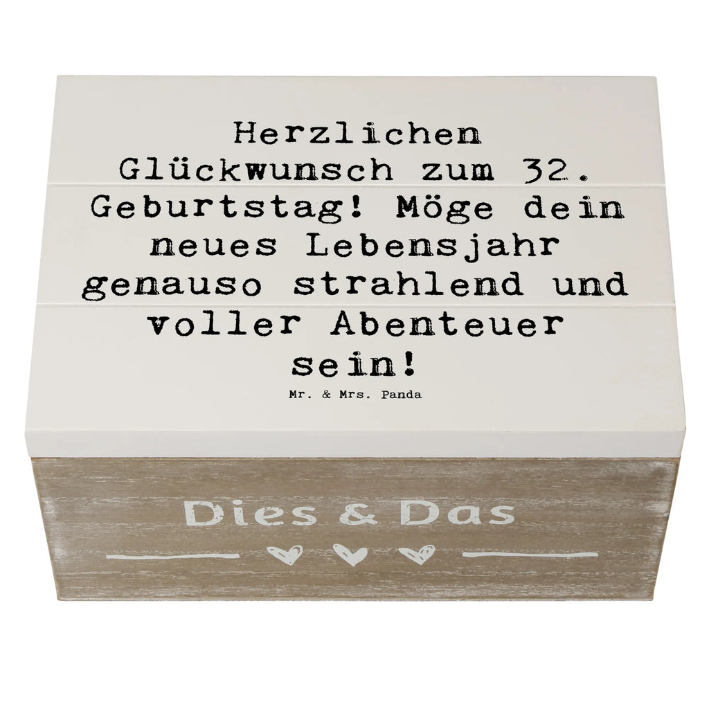 Holzkiste Spruch 32. Geburtstag Abenteuer Schatzkiste, Geschenkdose, Aufbewahrungsbox, Holzkiste, Dekokiste, Kiste, Erinnerungskiste, Erinnerungsbox, Schatulle, XXL, Truhe, Geschenkbox, Geburtstag, Geburtstagsgeschenk, Geschenk