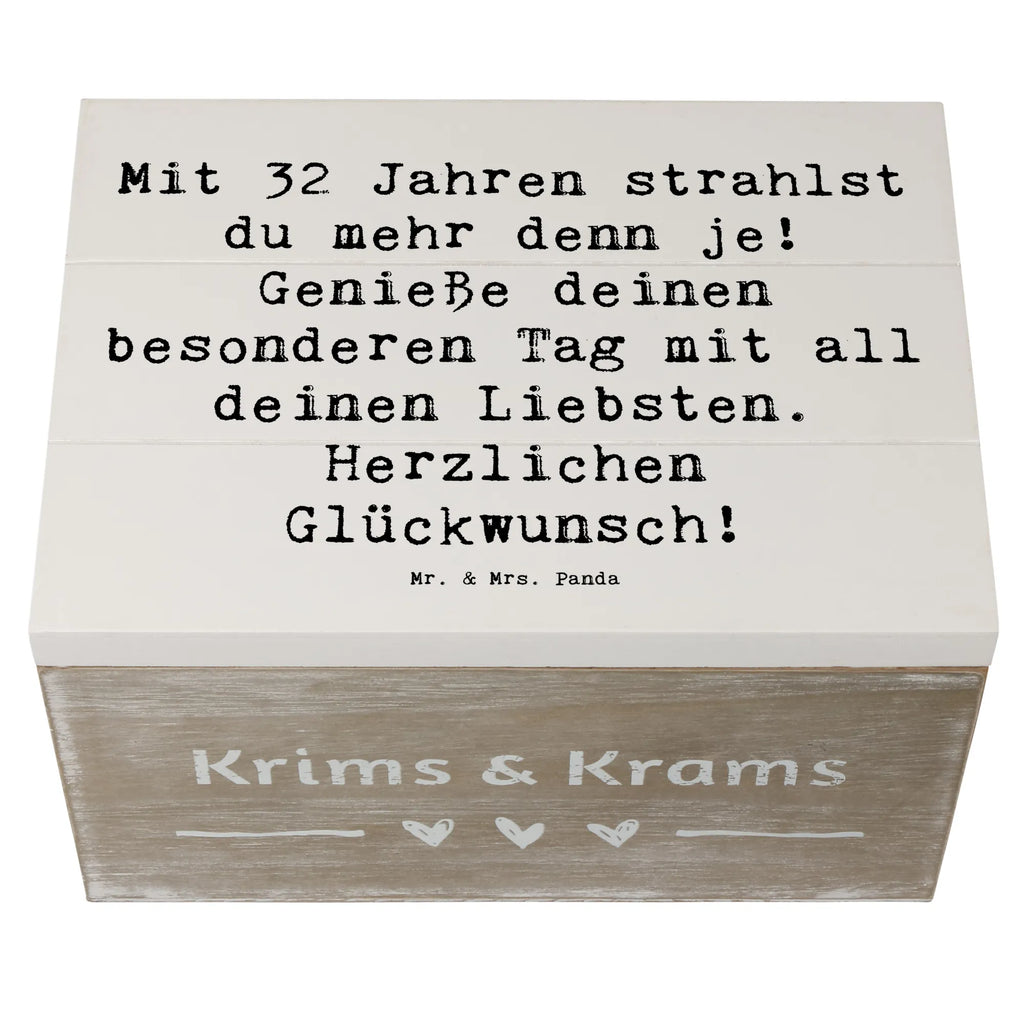 Holzkiste Spruch 32. Geburtstag Schatzkiste, Truhe, Dekokiste, Kiste, Erinnerungsbox, Holzkiste, Schatulle, XXL, Erinnerungskiste, Aufbewahrungsbox, Geschenkbox, Geschenkdose, Geburtstag, Geburtstagsgeschenk, Geschenk
