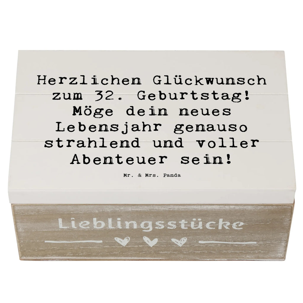 Holzkiste Spruch 32. Geburtstag Abenteuer Schatzkiste, Geschenkdose, Aufbewahrungsbox, Holzkiste, Dekokiste, Kiste, Erinnerungskiste, Erinnerungsbox, Schatulle, XXL, Truhe, Geschenkbox, Geburtstag, Geburtstagsgeschenk, Geschenk