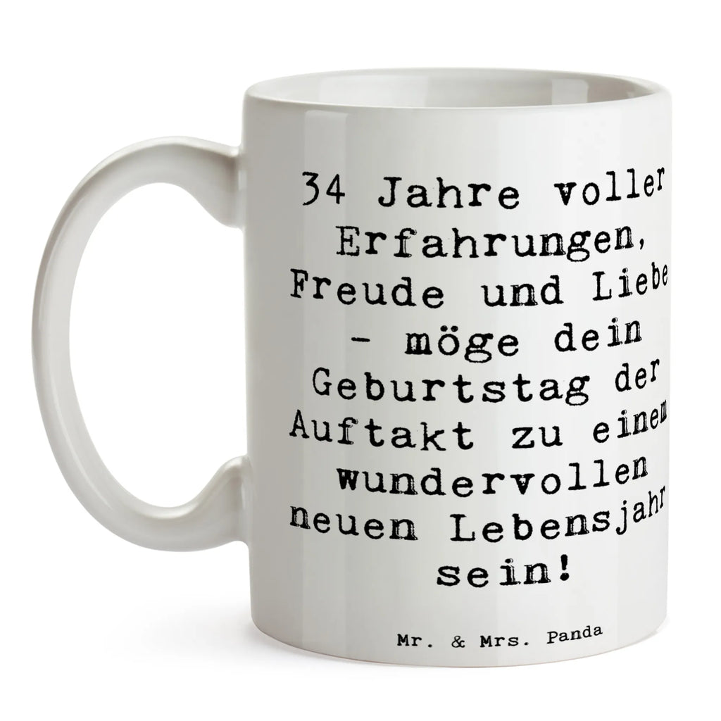 Tasse Spruch 34. Geburtstag Erlebnisse Teetasse, Keramiktasse, Tasse mit Zitaten, Geschenktasse, Tasse mit Motiven, Bürotasse, Tasse, Kaffeetasse, Porzellantasse, Geburtstag, Geburtstagsgeschenk, Geschenk