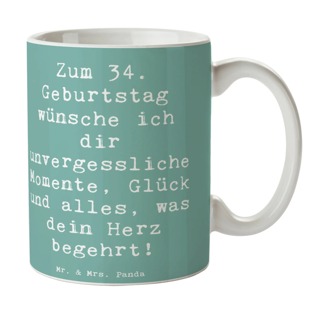 Tasse Spruch 34. Geburtstag Glückwünsche Tasse mit Zitaten, Porzellantasse, Teetasse, Bürotasse, Geschenktasse, Keramiktasse, Kaffeetasse, Tasse mit Motiven, Tasse, Geburtstag, Geburtstagsgeschenk, Geschenk