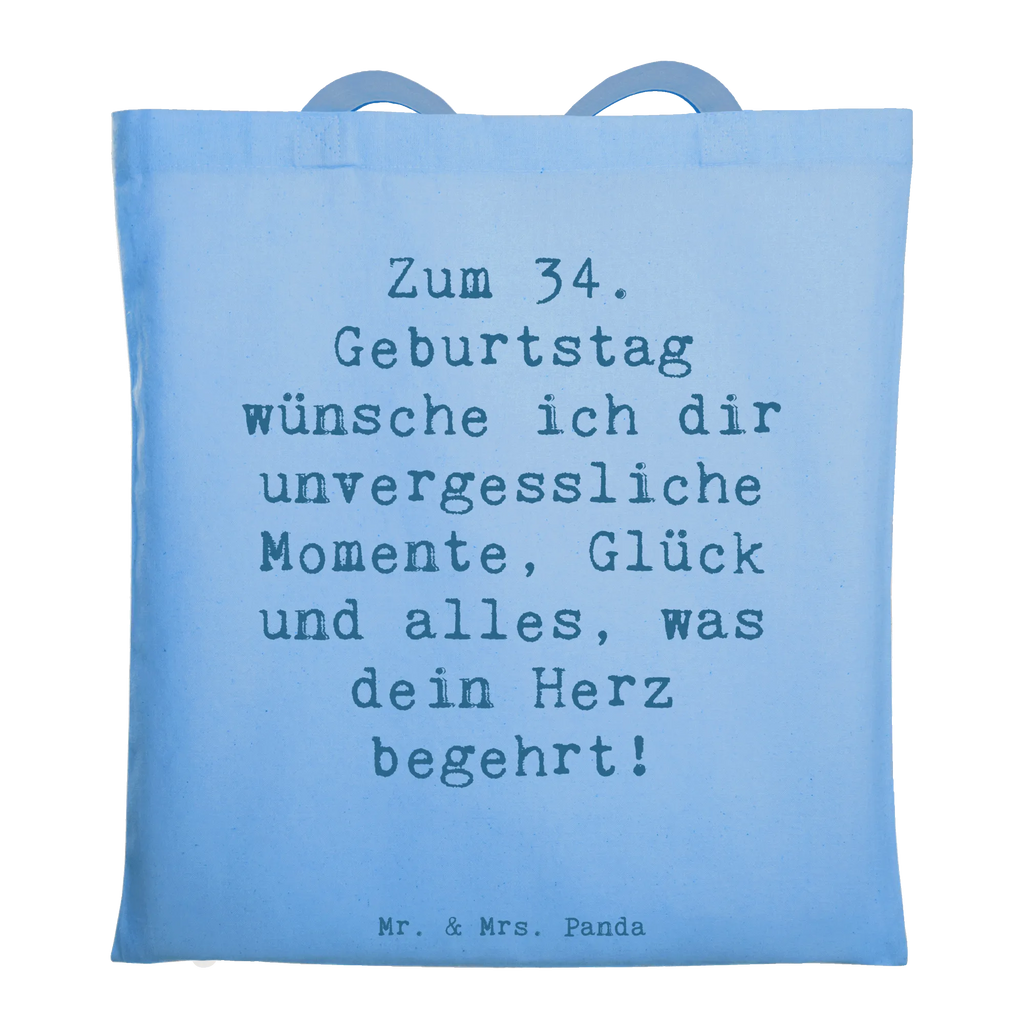 Tragetasche Spruch 34. Geburtstag Glückwünsche Beuteltasche, Beutel, Einkaufstasche, Jutebeutel, Stoffbeutel, Tasche, Shopper, Umhängetasche, Strandtasche, Schultertasche, Stofftasche, Tragetasche, Badetasche, Jutetasche, Einkaufstüte, Laptoptasche, Geburtstag, Geburtstagsgeschenk, Geschenk