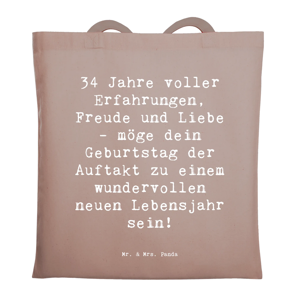 Tragetasche Spruch 34. Geburtstag Erlebnisse Beuteltasche, Beutel, Einkaufstasche, Jutebeutel, Stoffbeutel, Tasche, Shopper, Umhängetasche, Strandtasche, Schultertasche, Stofftasche, Tragetasche, Badetasche, Jutetasche, Einkaufstüte, Laptoptasche, Geburtstag, Geburtstagsgeschenk, Geschenk