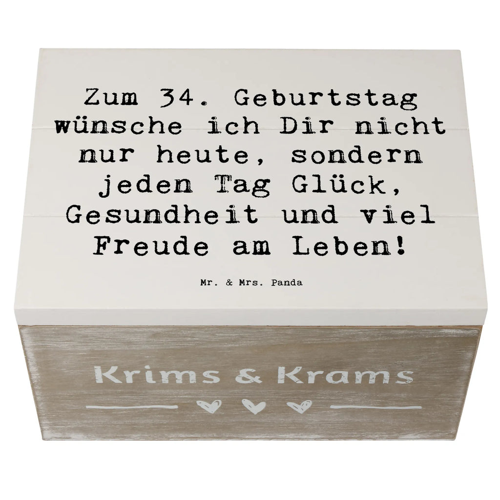 Holzkiste Spruch 34. Geburtstag Schatzkiste, Geschenkdose, Erinnerungsbox, Geschenkbox, Schatulle, Truhe, Erinnerungskiste, Kiste, Holzkiste, Dekokiste, XXL, Aufbewahrungsbox, Geburtstag, Geburtstagsgeschenk, Geschenk