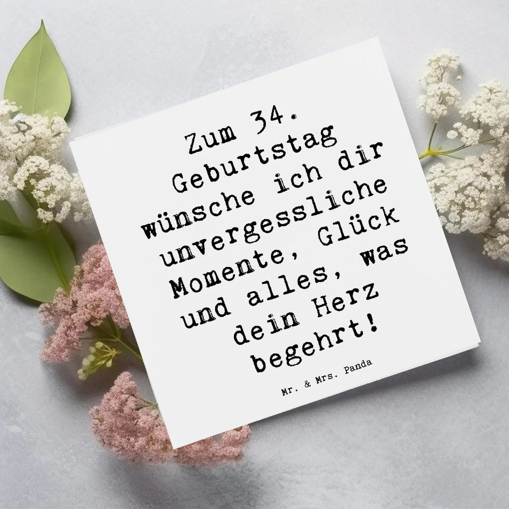 Deluxe Karte Spruch 34. Geburtstag Glückwünsche Grußkarte, Glückwunschkarte, Karte, Hochwertige Klappkarte, Einladungskarte, Klappkarte, Hochzeitskarte, Hochwertige Grußkarte, Geburtstagskarte, Geburtstag, Geburtstagsgeschenk, Geschenk