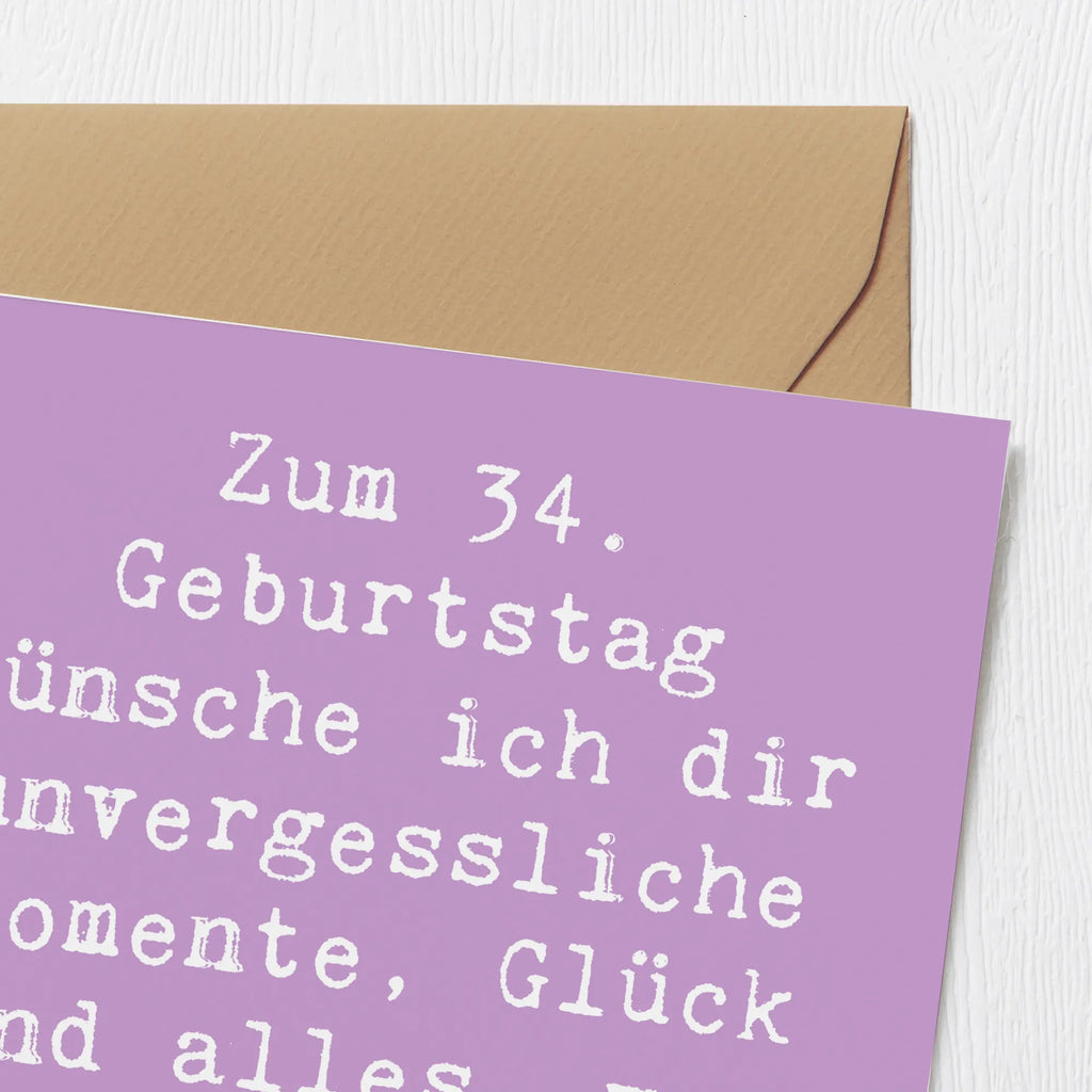 Deluxe Karte Spruch 34. Geburtstag Glückwünsche Grußkarte, Glückwunschkarte, Karte, Hochwertige Klappkarte, Einladungskarte, Klappkarte, Hochzeitskarte, Hochwertige Grußkarte, Geburtstagskarte, Geburtstag, Geburtstagsgeschenk, Geschenk