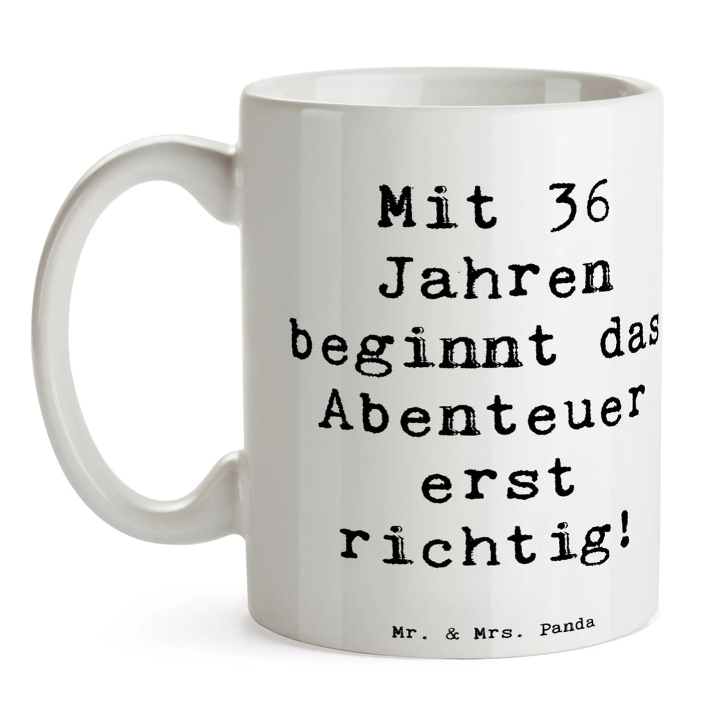 Tasse Spruch 36. Geburtstag Abenteuer Tasse, Teetasse, Porzellantasse, Geschenktasse, Keramiktasse, Tasse mit Zitaten, Kaffeetasse, Bürotasse, Tasse mit Motiven, Geburtstag, Geburtstagsgeschenk, Geschenk