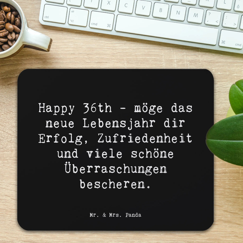 Mouse mat Saying Happy 36th - möge das neue Lebensjahr dir Erfolg, Zufriedenheit und viele schöne Überraschungen bescheren. Arbeitszimmer, PC Zubehör, Designer Mauspad, Computer zubehör, Mausunterlage, Einzigartiges Mauspad, Mousepad, Mauspad Büro, Büroausstattung, Mauspad, Geburtstag, Geburtstagsgeschenk, Geschenk