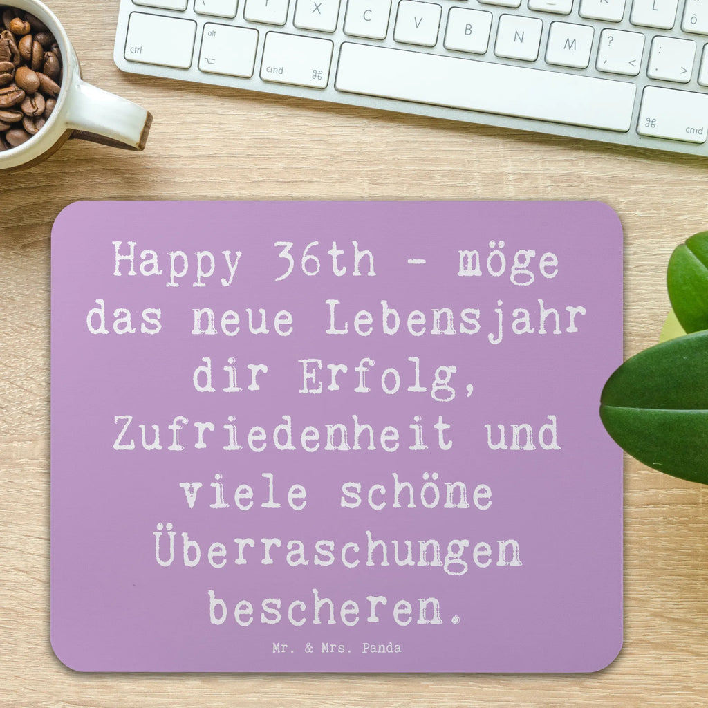Mouse mat Saying Happy 36th - möge das neue Lebensjahr dir Erfolg, Zufriedenheit und viele schöne Überraschungen bescheren. Arbeitszimmer, PC Zubehör, Designer Mauspad, Computer zubehör, Mausunterlage, Einzigartiges Mauspad, Mousepad, Mauspad Büro, Büroausstattung, Mauspad, Geburtstag, Geburtstagsgeschenk, Geschenk