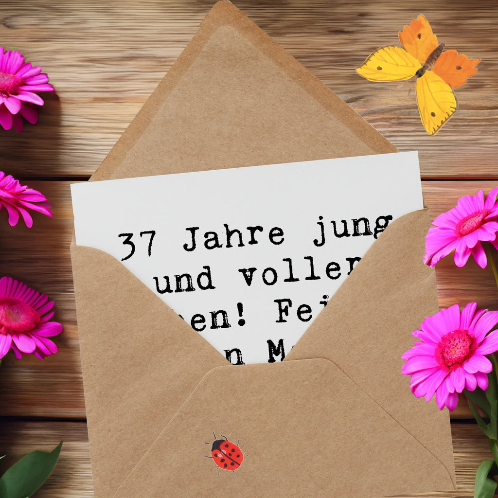 Deluxe Karte Spruch 37. Geburtstag Lebensfreude Grußkarte, Glückwunschkarte, Klappkarte, Karte, Hochwertige Klappkarte, Hochwertige Grußkarte, Hochzeitskarte, Einladungskarte, Geburtstagskarte, Geburtstag, Geburtstagsgeschenk, Geschenk