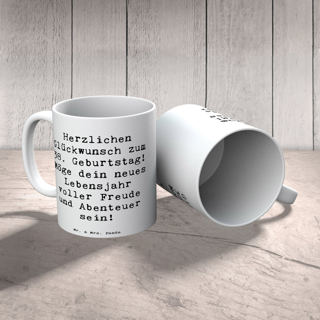 Tasse Spruch 38. Geburtstag Freude Abenteuer Porzellantasse, Tasse mit Motiven, Keramiktasse, Kaffeetasse, Tasse, Bürotasse, Geschenktasse, Teetasse, Tasse mit Zitaten, Geburtstag, Geburtstagsgeschenk, Geschenk