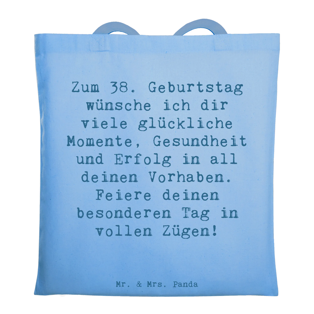 Tragetasche Spruch 38. Geburtstag Glück Beuteltasche, Beutel, Einkaufstasche, Jutebeutel, Stoffbeutel, Tasche, Shopper, Umhängetasche, Strandtasche, Schultertasche, Stofftasche, Tragetasche, Badetasche, Jutetasche, Einkaufstüte, Laptoptasche, Geburtstag, Geburtstagsgeschenk, Geschenk