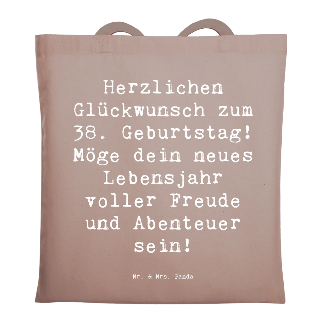 Tote bag Saying Herzlichen Glückwunsch zum 38. Geburtstag! Möge dein neues Lebensjahr voller Freude und Abenteuer sein! Beuteltasche, Beutel, Einkaufstasche, Jutebeutel, Stoffbeutel, Tasche, Shopper, Umhängetasche, Strandtasche, Schultertasche, Stofftasche, Tragetasche, Badetasche, Jutetasche, Einkaufstüte, Laptoptasche, Geburtstag, Geburtstagsgeschenk, Geschenk