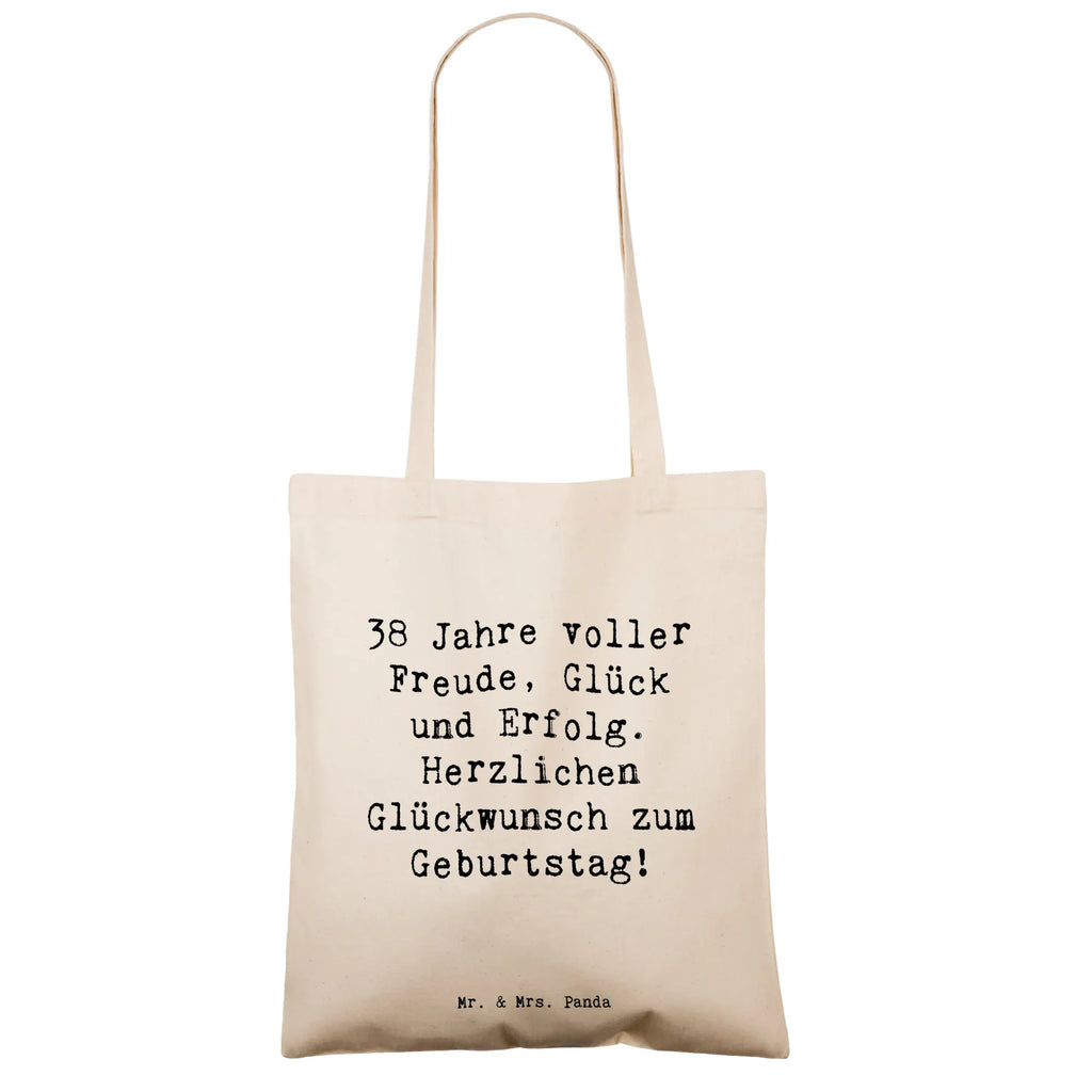 Tote bag Saying 38 Jahre voller Freude, Glück und Erfolg. Herzlichen Glückwunsch zum Geburtstag! Beuteltasche, Beutel, Einkaufstasche, Jutebeutel, Stoffbeutel, Tasche, Shopper, Umhängetasche, Strandtasche, Schultertasche, Stofftasche, Tragetasche, Badetasche, Jutetasche, Einkaufstüte, Laptoptasche, Geburtstag, Geburtstagsgeschenk, Geschenk