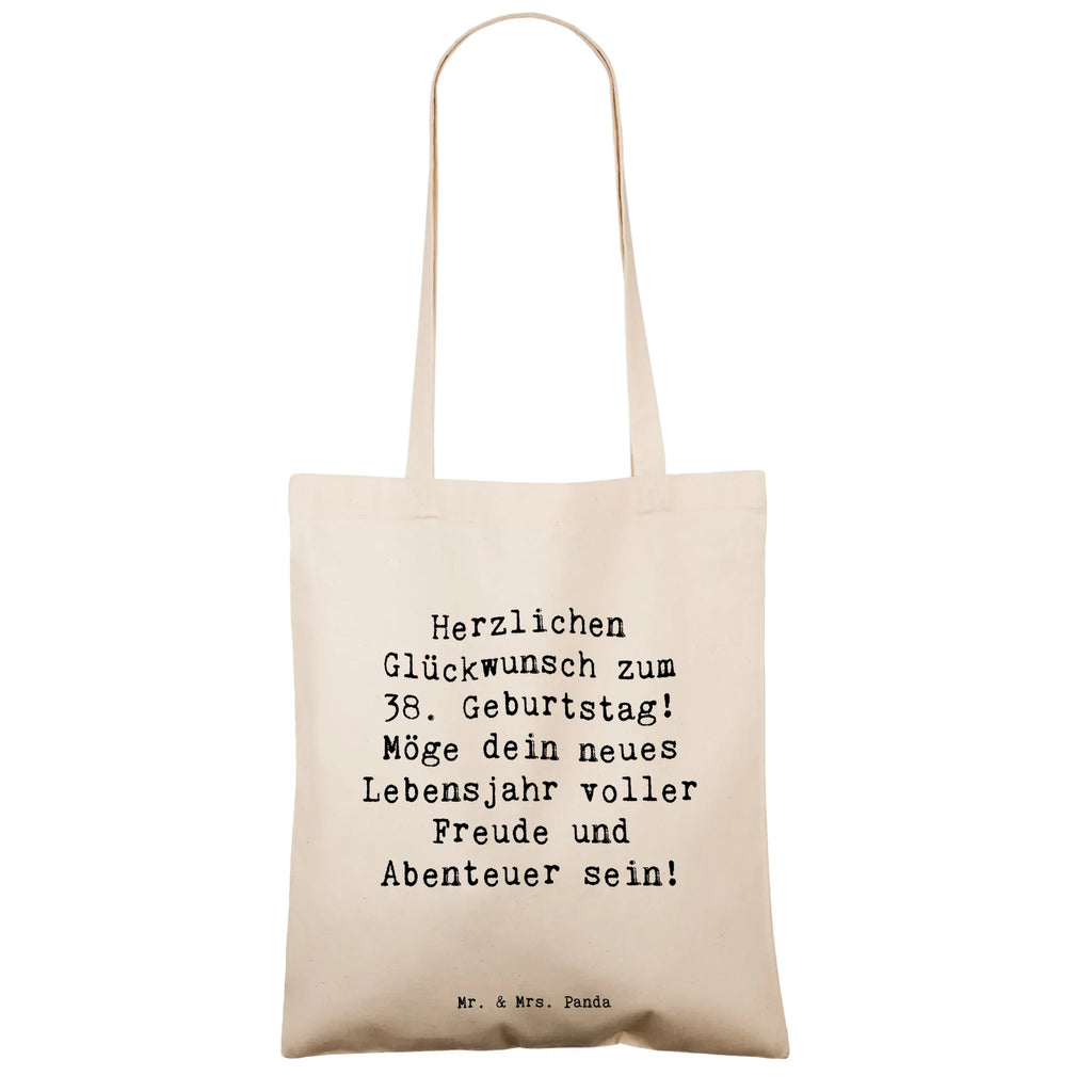 Tote bag Saying Herzlichen Glückwunsch zum 38. Geburtstag! Möge dein neues Lebensjahr voller Freude und Abenteuer sein! Beuteltasche, Beutel, Einkaufstasche, Jutebeutel, Stoffbeutel, Tasche, Shopper, Umhängetasche, Strandtasche, Schultertasche, Stofftasche, Tragetasche, Badetasche, Jutetasche, Einkaufstüte, Laptoptasche, Geburtstag, Geburtstagsgeschenk, Geschenk