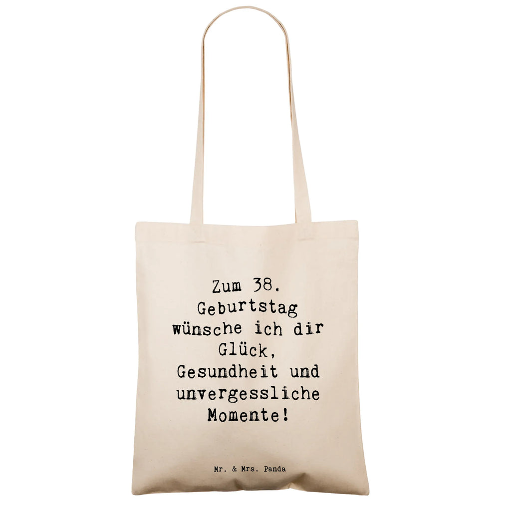 Tote bag Saying Zum 38. Geburtstag wünsche ich dir Glück, Gesundheit und unvergessliche Momente! Beuteltasche, Beutel, Einkaufstasche, Jutebeutel, Stoffbeutel, Tasche, Shopper, Umhängetasche, Strandtasche, Schultertasche, Stofftasche, Tragetasche, Badetasche, Jutetasche, Einkaufstüte, Laptoptasche, Geburtstag, Geburtstagsgeschenk, Geschenk