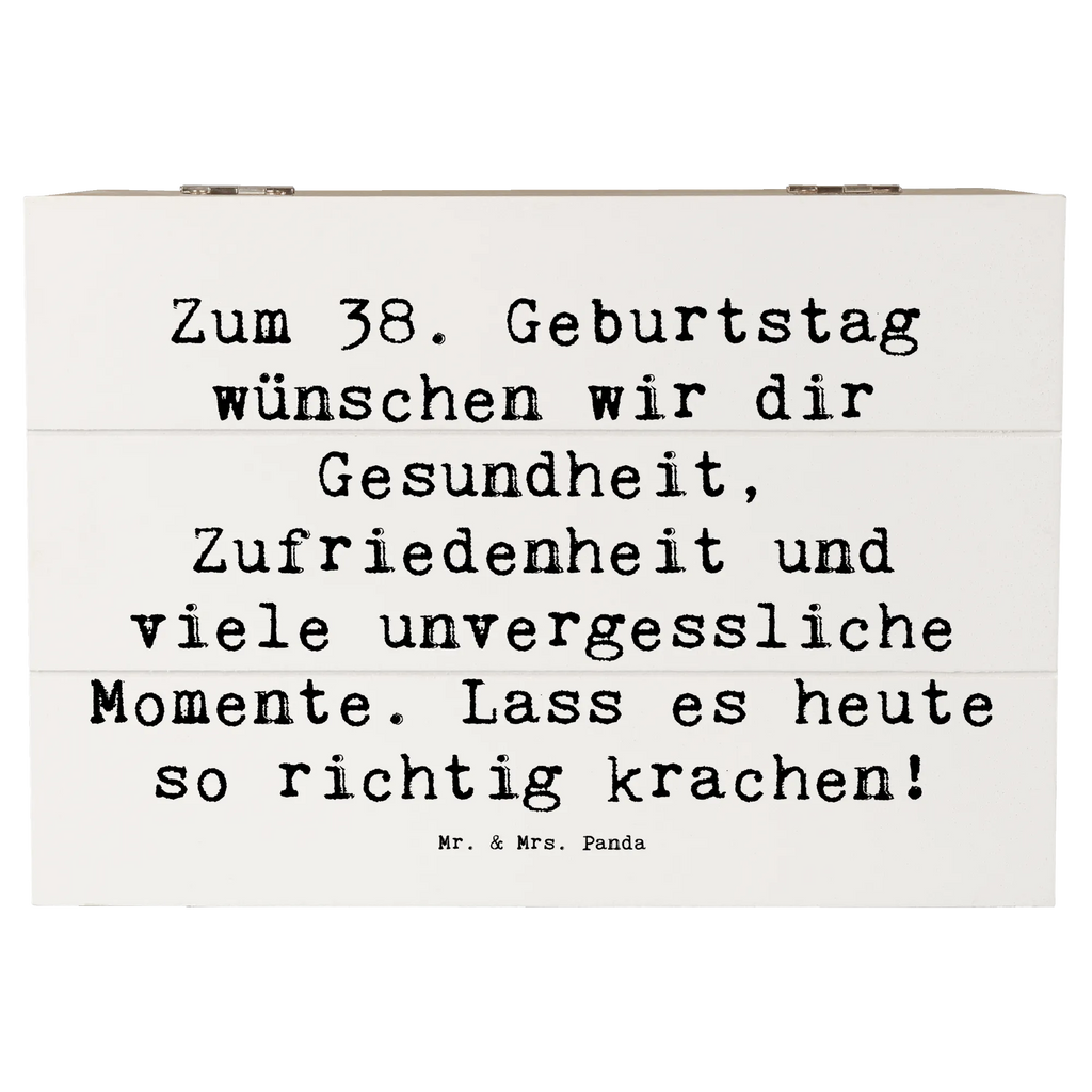 Wooden chest Saying Zum 38. Geburtstag wünschen wir dir Gesundheit, Zufriedenheit und viele unvergessliche Momente. Lass es heute so richtig krachen! Dekokiste, Erinnerungskiste, Holzkiste, Schatzkiste, Truhe, Geschenkbox, Erinnerungsbox, XXL, Geschenkdose, Aufbewahrungsbox, Schatulle, Kiste, Geburtstag, Geburtstagsgeschenk, Geschenk