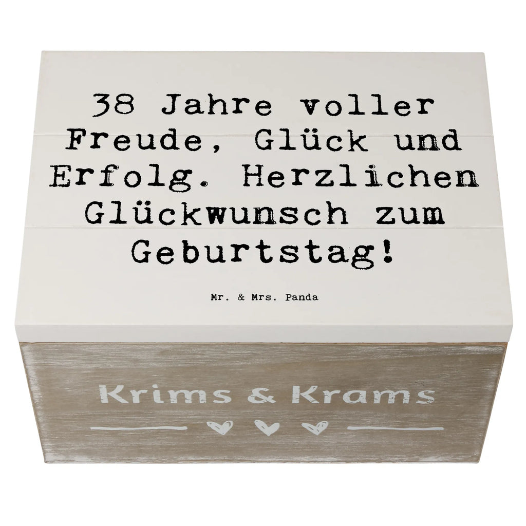 Holzkiste Spruch 38. Geburtstag Freude Aufbewahrungsbox, Schatulle, Erinnerungskiste, Geschenkdose, Truhe, XXL, Dekokiste, Erinnerungsbox, Geschenkbox, Kiste, Schatzkiste, Holzkiste, Geburtstag, Geburtstagsgeschenk, Geschenk