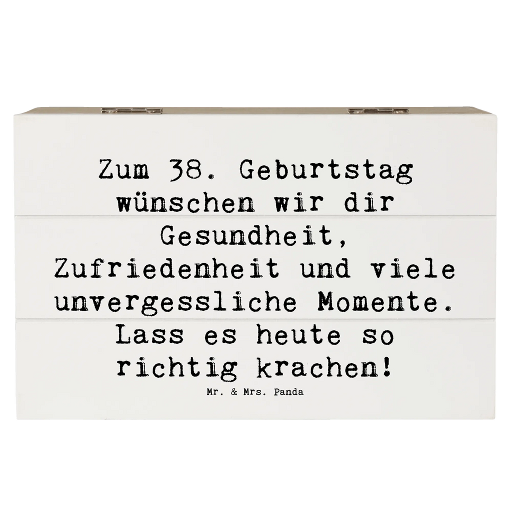 Wooden chest Saying Zum 38. Geburtstag wünschen wir dir Gesundheit, Zufriedenheit und viele unvergessliche Momente. Lass es heute so richtig krachen! Dekokiste, Erinnerungskiste, Holzkiste, Schatzkiste, Truhe, Geschenkbox, Erinnerungsbox, XXL, Geschenkdose, Aufbewahrungsbox, Schatulle, Kiste, Geburtstag, Geburtstagsgeschenk, Geschenk