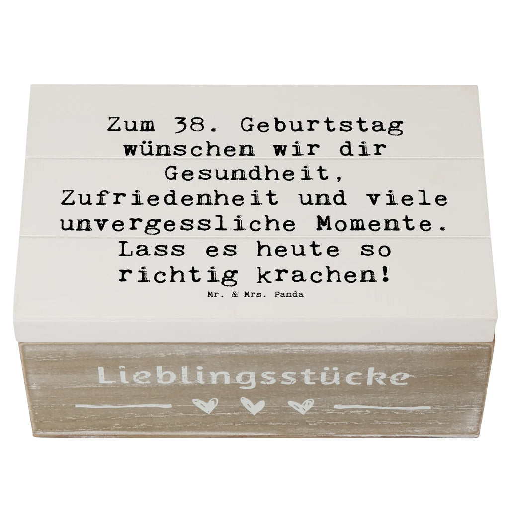 Wooden chest Saying Zum 38. Geburtstag wünschen wir dir Gesundheit, Zufriedenheit und viele unvergessliche Momente. Lass es heute so richtig krachen! Dekokiste, Erinnerungskiste, Holzkiste, Schatzkiste, Truhe, Geschenkbox, Erinnerungsbox, XXL, Geschenkdose, Aufbewahrungsbox, Schatulle, Kiste, Geburtstag, Geburtstagsgeschenk, Geschenk