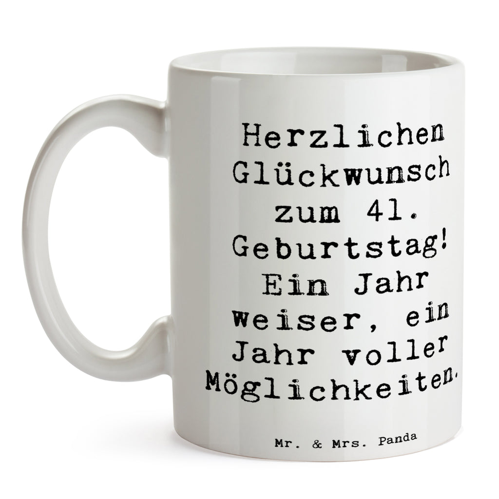 Mug Saying Herzlichen Glückwunsch zum 41. Geburtstag! Ein Jahr weiser, ein Jahr voller Möglichkeiten. Bürotasse, Kaffeetasse, Teetasse, Keramiktasse, Tasse, Tasse mit Zitaten, Porzellantasse, Geschenktasse, Tasse mit Motiven, Geburtstag, Geburtstagsgeschenk, Geschenk