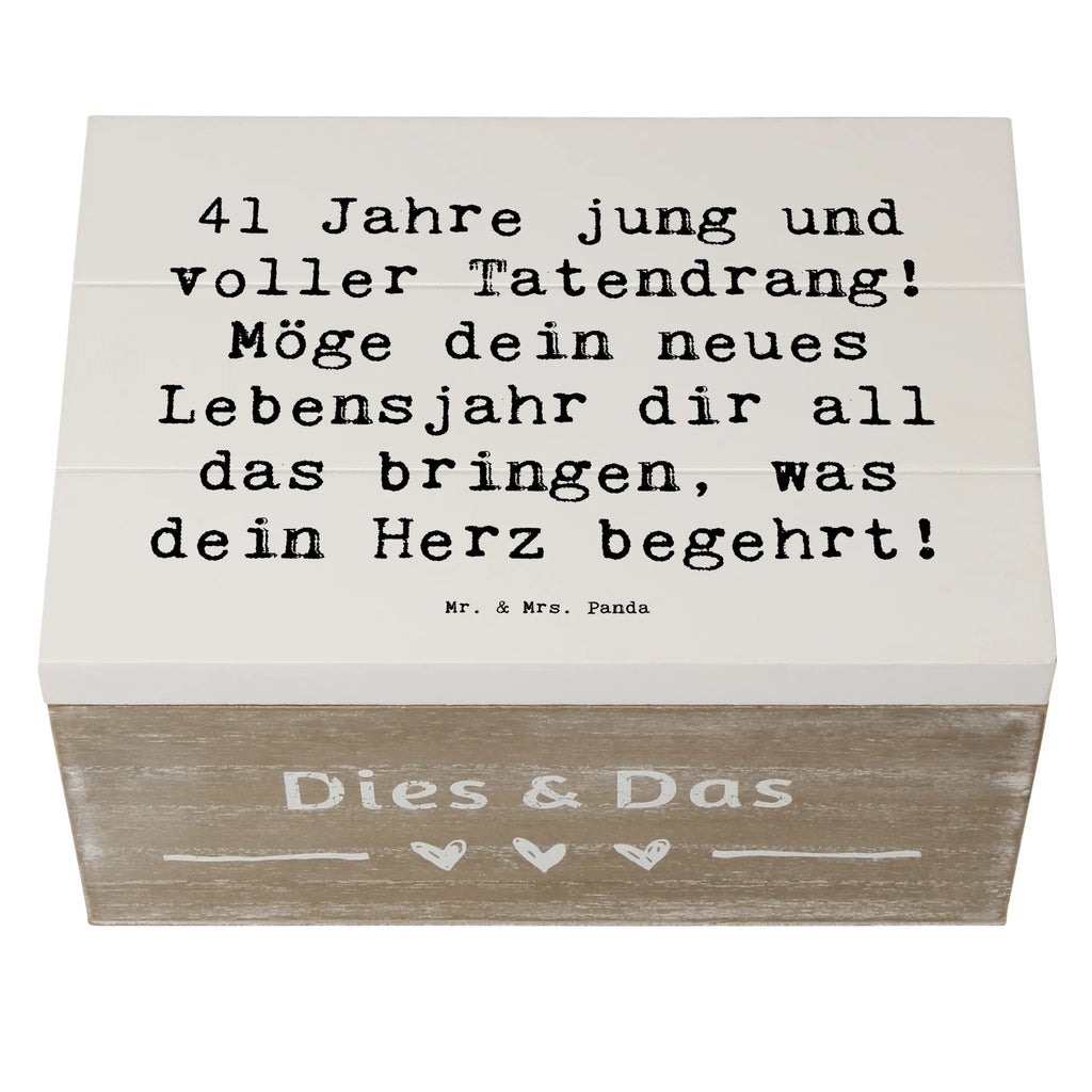 Holzkiste Spruch 41. Geburtstag Tatendrang Geschenkdose, Truhe, Holzkiste, Aufbewahrungsbox, Geschenkbox, Schatulle, Erinnerungsbox, Schatzkiste, Dekokiste, Kiste, XXL, Erinnerungskiste, Geburtstag, Geburtstagsgeschenk, Geschenk