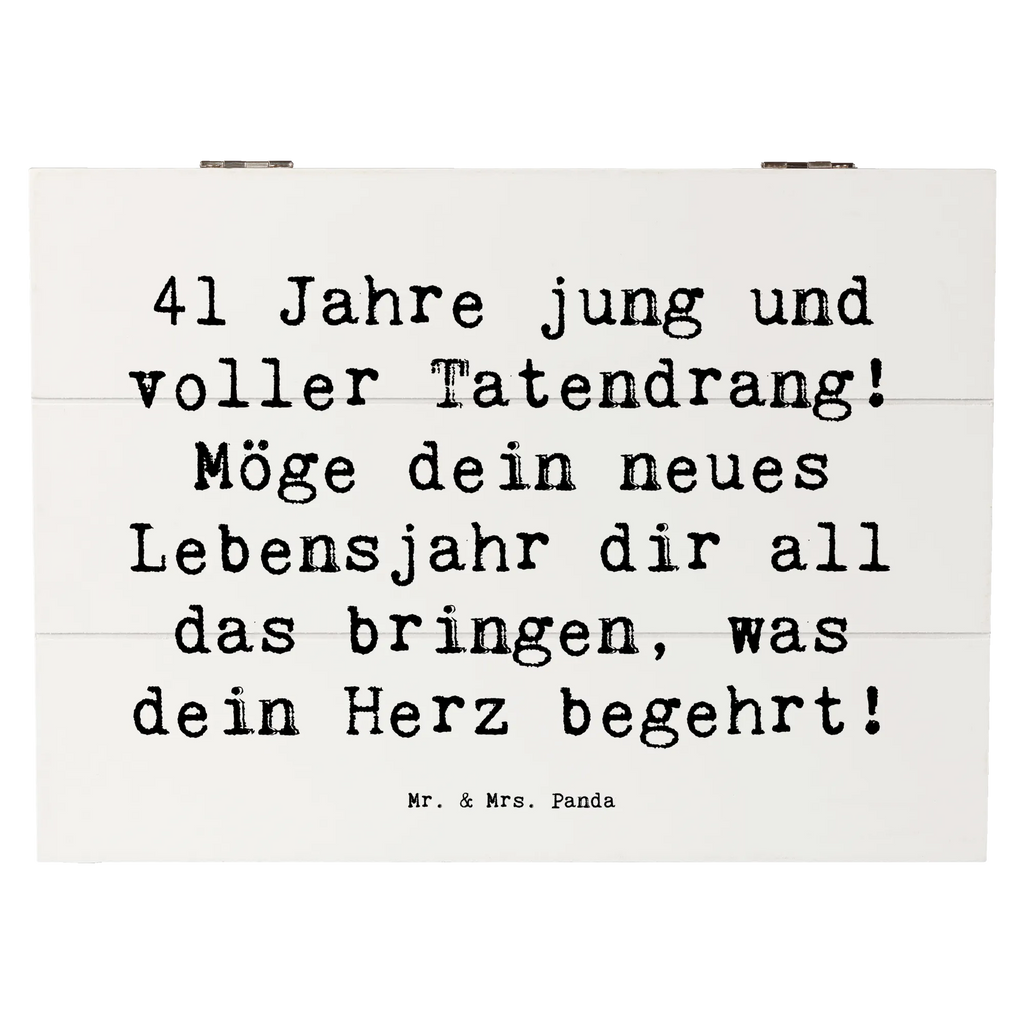 Holzkiste Spruch 41. Geburtstag Tatendrang Geschenkdose, Truhe, Holzkiste, Aufbewahrungsbox, Geschenkbox, Schatulle, Erinnerungsbox, Schatzkiste, Dekokiste, Kiste, XXL, Erinnerungskiste, Geburtstag, Geburtstagsgeschenk, Geschenk