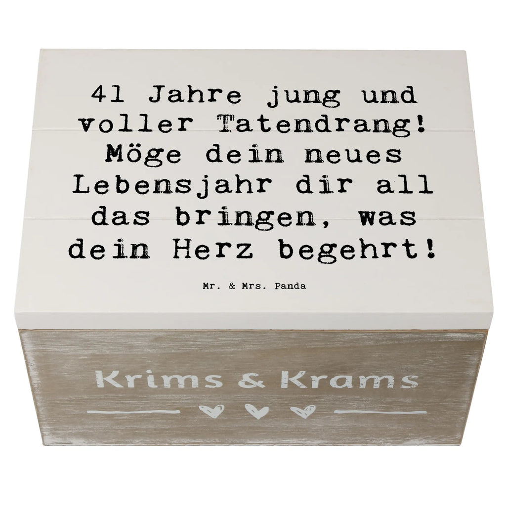 Holzkiste Spruch 41. Geburtstag Tatendrang Geschenkdose, Truhe, Holzkiste, Aufbewahrungsbox, Geschenkbox, Schatulle, Erinnerungsbox, Schatzkiste, Dekokiste, Kiste, XXL, Erinnerungskiste, Geburtstag, Geburtstagsgeschenk, Geschenk