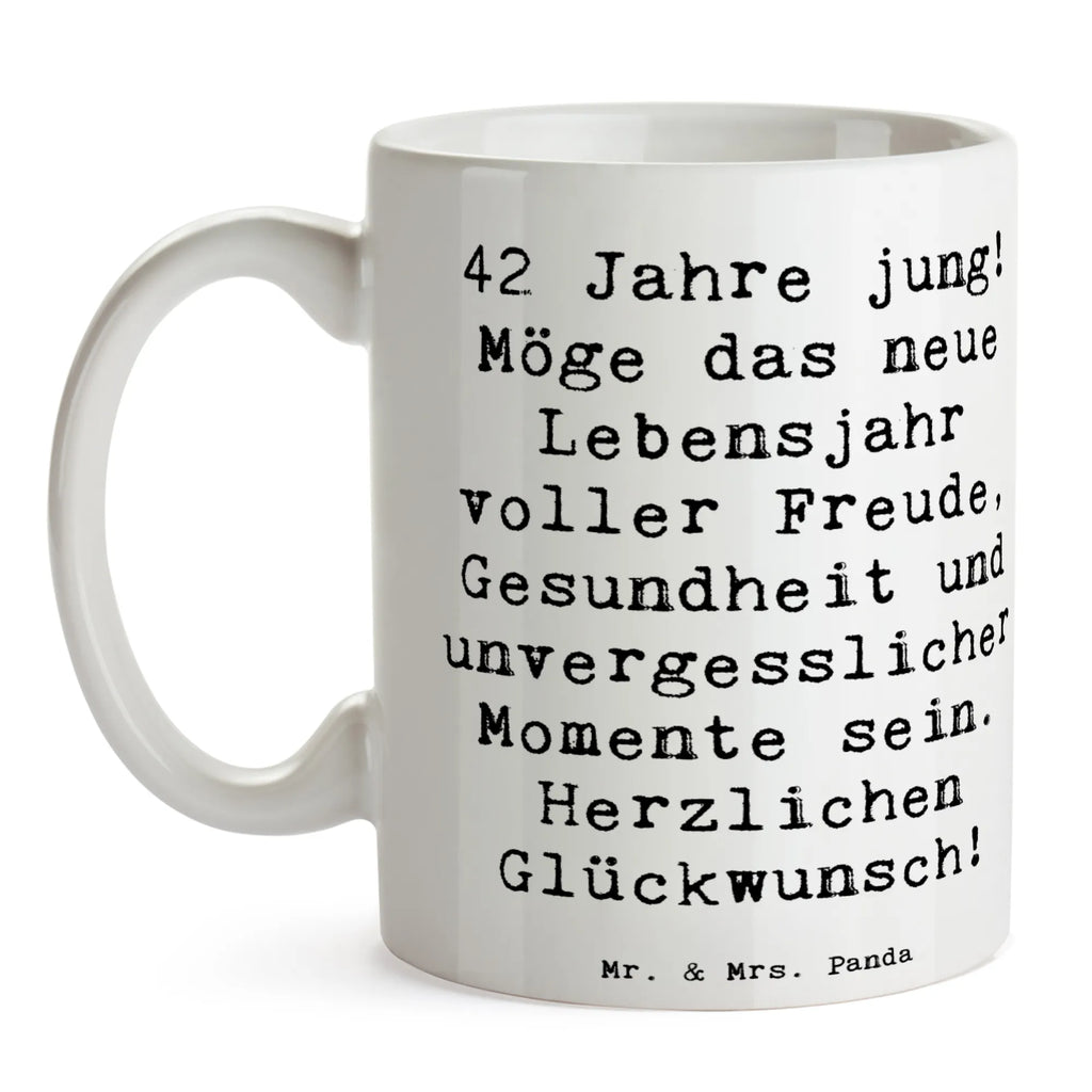 Tasse Spruch 42. Geburtstag Freude Teetasse, Geschenktasse, Tasse mit Motiven, Bürotasse, Tasse mit Zitaten, Keramiktasse, Tasse, Kaffeetasse, Porzellantasse, Geburtstag, Geburtstagsgeschenk, Geschenk