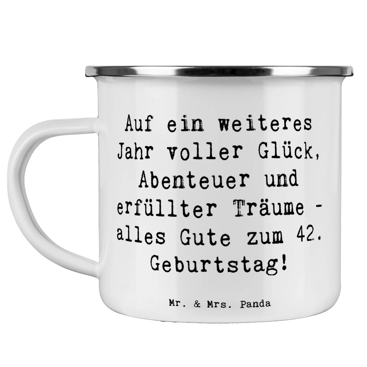 Camping Emaille Tasse Spruch 42. Geburtstag