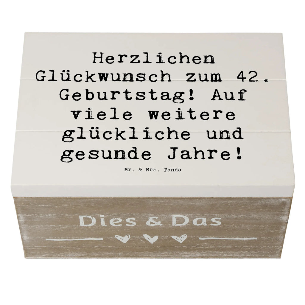 Holzkiste Spruch 42. Geburtstag Glückwunsch XXL, Dekokiste, Erinnerungsbox, Kiste, Truhe, Aufbewahrungsbox, Erinnerungskiste, Schatulle, Geschenkbox, Schatzkiste, Holzkiste, Geschenkdose, Geburtstag, Geburtstagsgeschenk, Geschenk