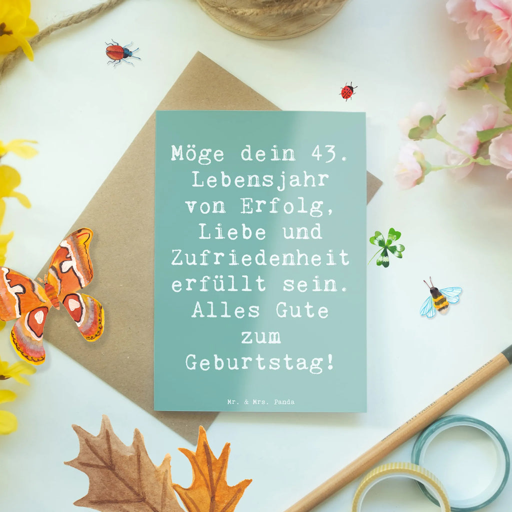 Grußkarte Spruch 43. Geburtstag Glück Einladungskarte, Hochzeitskarte, Karte, Geburtstagskarte, Klappkarte, Grußkarte, Glückwunschkarte, Ansichtskarten, Geburtstag, Geburtstagsgeschenk, Geschenk