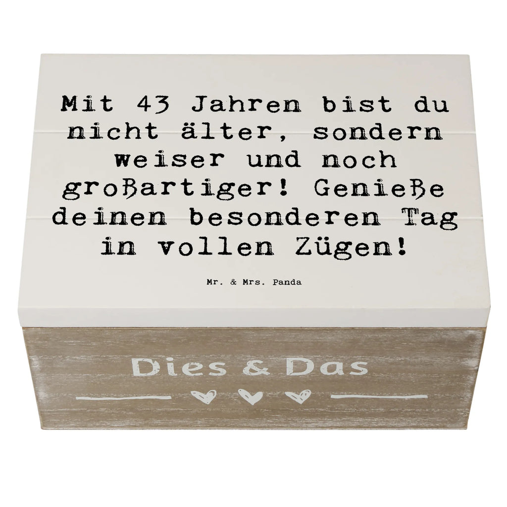 Holzkiste Spruch 43. Geburtstag Weisheit Kiste, Truhe, Aufbewahrungsbox, Geschenkbox, Schatulle, Geschenkdose, Erinnerungsbox, XXL, Holzkiste, Dekokiste, Schatzkiste, Erinnerungskiste, Geburtstag, Geburtstagsgeschenk, Geschenk