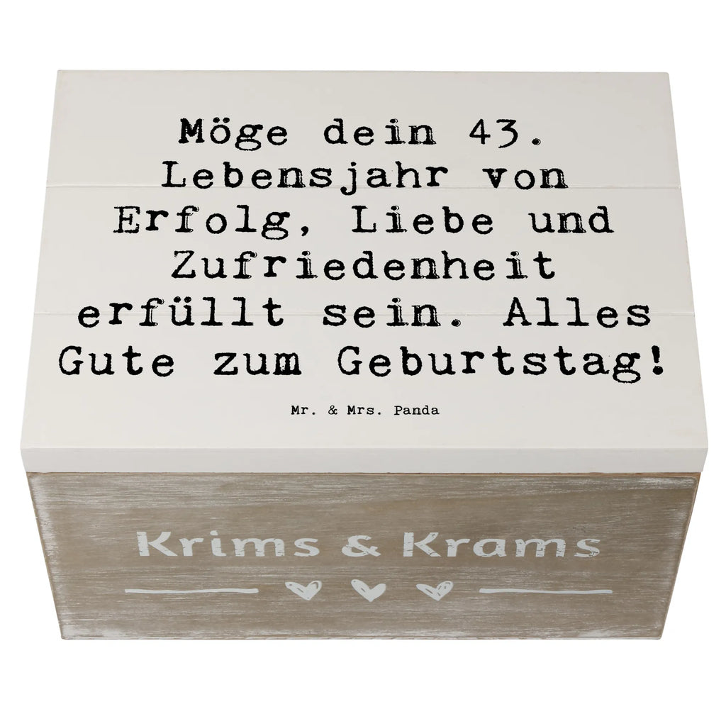 Holzkiste Spruch 43. Geburtstag Glück Erinnerungskiste, Schatulle, Geschenkdose, Truhe, Erinnerungsbox, Dekokiste, Aufbewahrungsbox, Holzkiste, Schatzkiste, Geschenkbox, XXL, Kiste, Geburtstag, Geburtstagsgeschenk, Geschenk