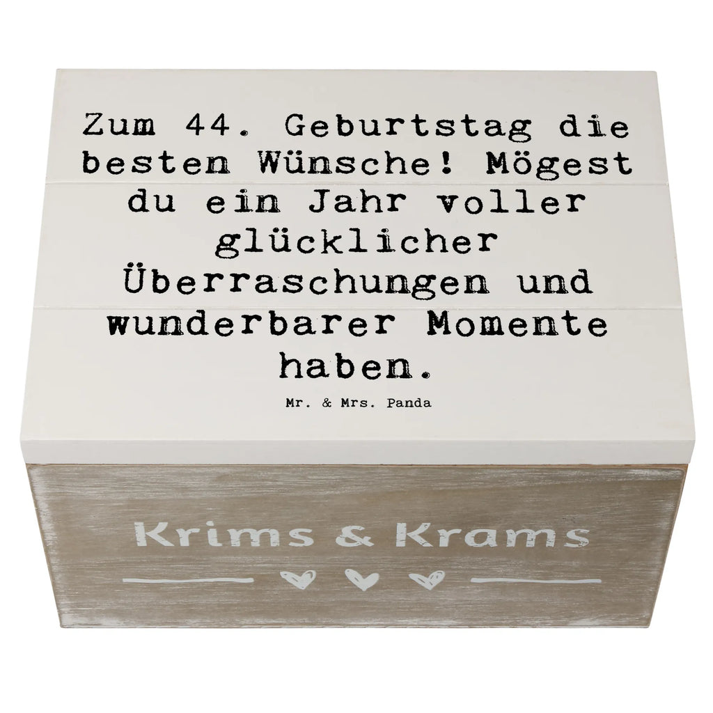 Holzkiste Spruch 44. Geburtstag Glückwünsche Schatulle, Geschenkbox, Dekokiste, Holzkiste, Truhe, XXL, Erinnerungskiste, Geschenkdose, Schatzkiste, Kiste, Erinnerungsbox, Aufbewahrungsbox, Geburtstag, Geburtstagsgeschenk, Geschenk