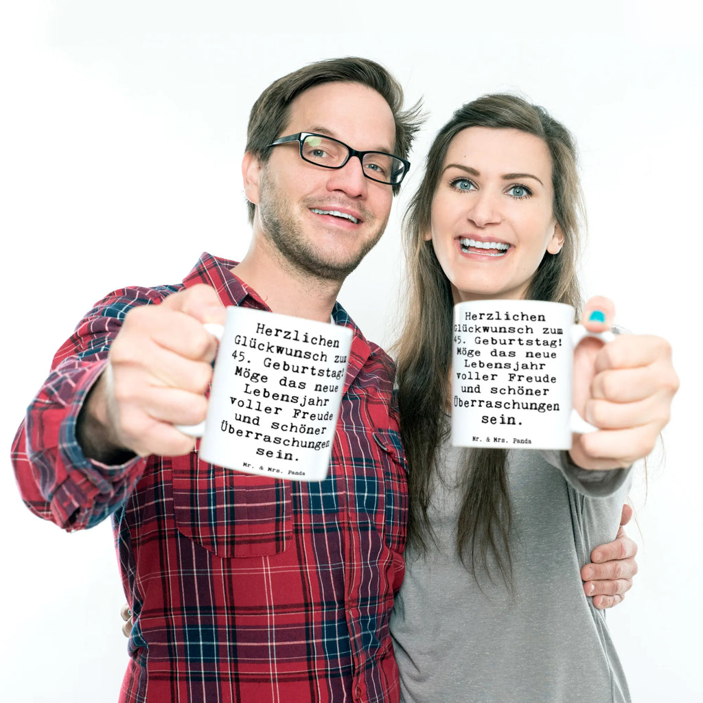 Tasse Spruch 45. Geburtstag Freude Keramiktasse, Bürotasse, Tasse mit Zitaten, Tasse, Tasse mit Motiven, Porzellantasse, Kaffeetasse, Teetasse, Geschenktasse, Geburtstag, Geburtstagsgeschenk, Geschenk
