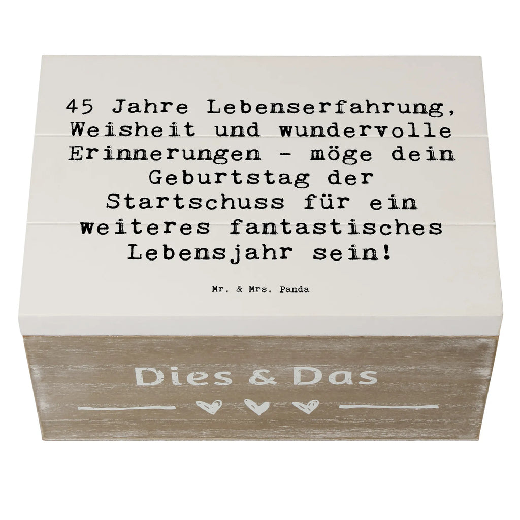 Holzkiste Spruch 45. Geburtstag Erinnerungsbox, Truhe, Dekokiste, Aufbewahrungsbox, Schatzkiste, Erinnerungskiste, Geschenkbox, XXL, Holzkiste, Kiste, Schatulle, Geschenkdose, Geburtstag, Geburtstagsgeschenk, Geschenk