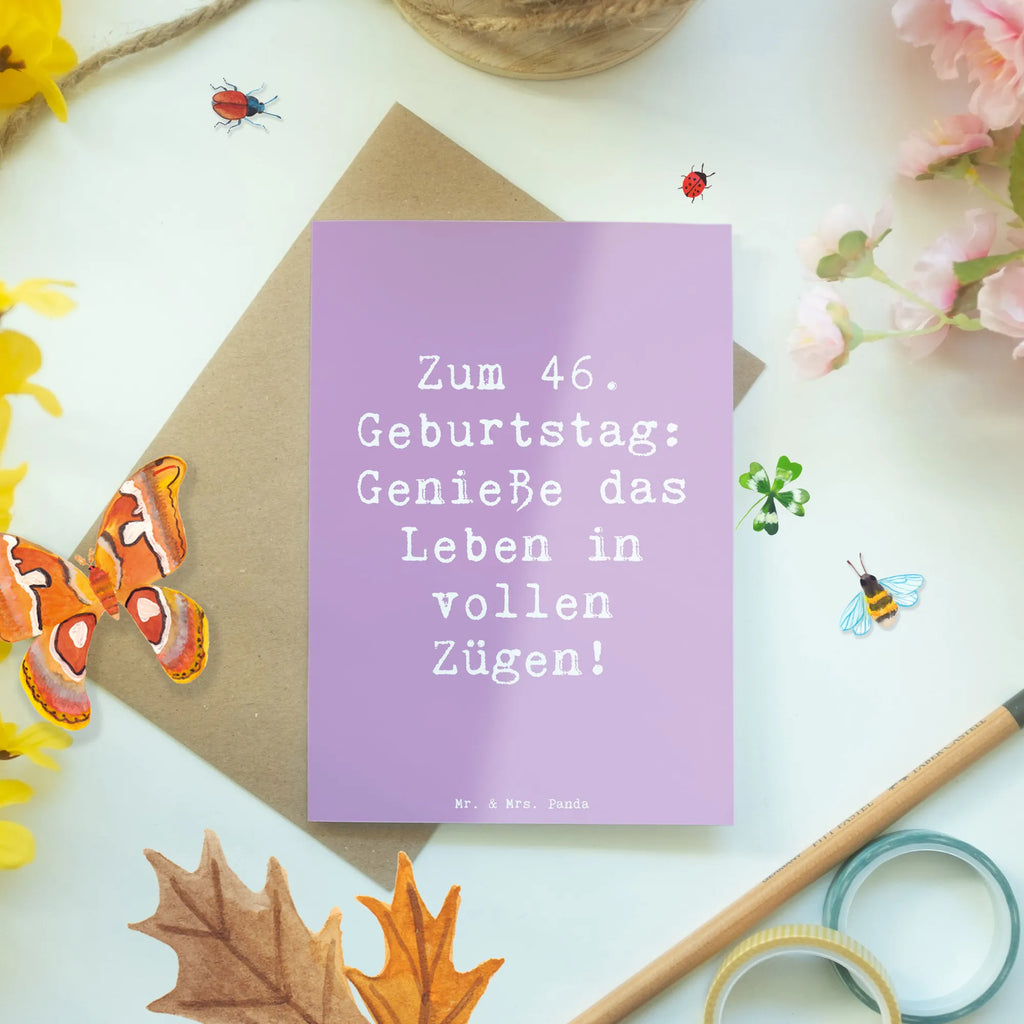 Grußkarte Spruch 46. Geburtstag Lebensfreude Karte, Klappkarte, Glückwunschkarte, Einladungskarte, Ansichtskarten, Grußkarte, Geburtstagskarte, Hochzeitskarte, Geburtstag, Geburtstagsgeschenk, Geschenk