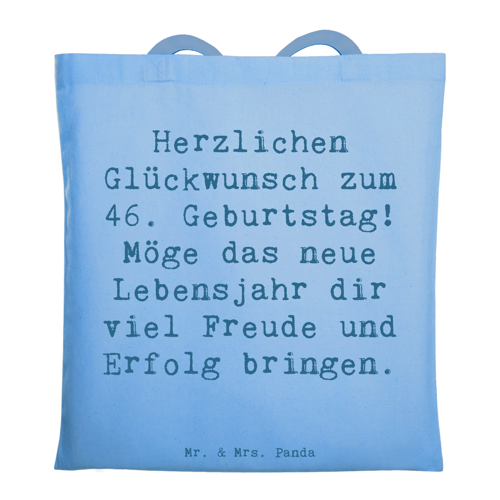 Tote bag Saying Herzlichen Glückwunsch zum 46. Geburtstag! Möge das neue Lebensjahr dir viel Freude und Erfolg bringen. Stoffbeutel, Einkaufstüte, Jutebeutel, Beutel, Tragetasche, Strandtasche, Laptoptasche, Schultertasche, Jutetasche, Umhängetasche, Shopper, Beuteltasche, Einkaufstasche, Badetasche, Stofftasche, Tasche, Geburtstag, Geburtstagsgeschenk, Geschenk