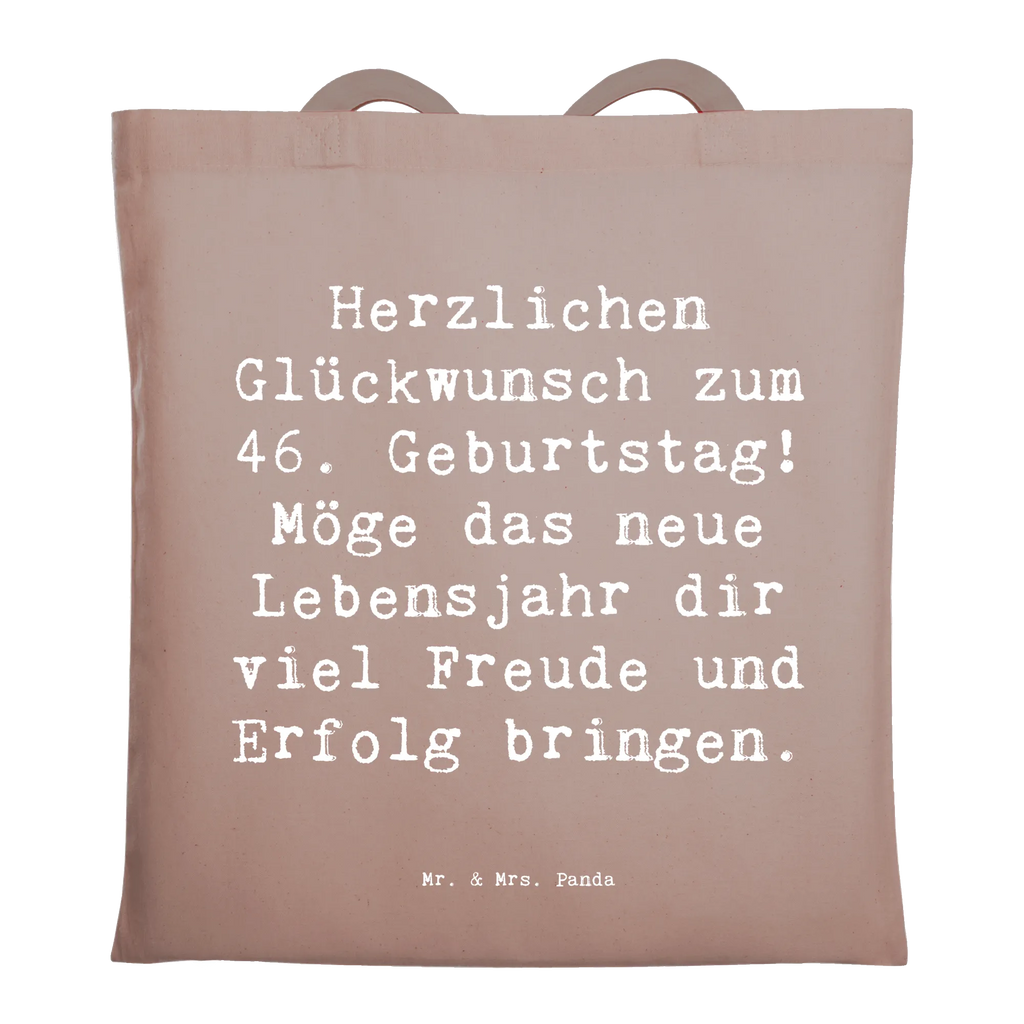 Tote bag Saying Herzlichen Glückwunsch zum 46. Geburtstag! Möge das neue Lebensjahr dir viel Freude und Erfolg bringen. Stoffbeutel, Einkaufstüte, Jutebeutel, Beutel, Tragetasche, Strandtasche, Laptoptasche, Schultertasche, Jutetasche, Umhängetasche, Shopper, Beuteltasche, Einkaufstasche, Badetasche, Stofftasche, Tasche, Geburtstag, Geburtstagsgeschenk, Geschenk