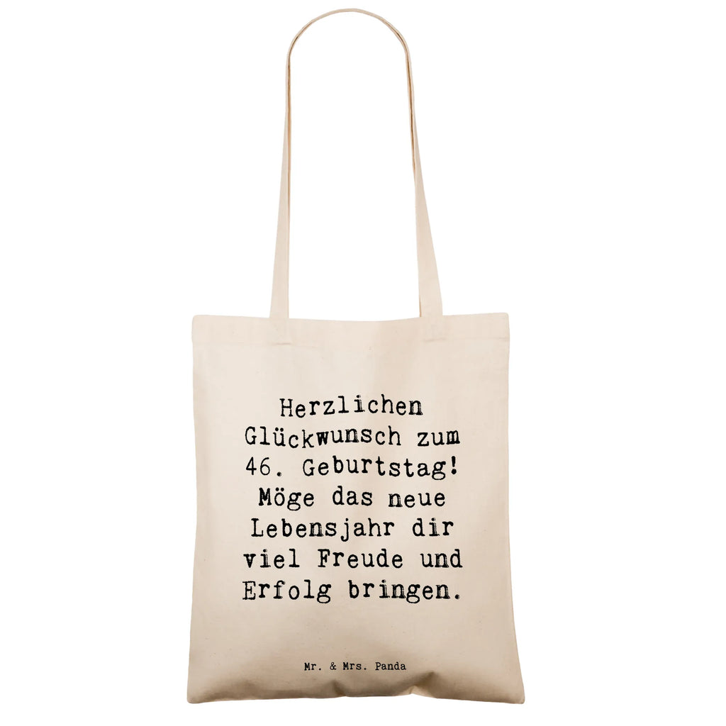 Tote bag Saying Herzlichen Glückwunsch zum 46. Geburtstag! Möge das neue Lebensjahr dir viel Freude und Erfolg bringen. Stoffbeutel, Einkaufstüte, Jutebeutel, Beutel, Tragetasche, Strandtasche, Laptoptasche, Schultertasche, Jutetasche, Umhängetasche, Shopper, Beuteltasche, Einkaufstasche, Badetasche, Stofftasche, Tasche, Geburtstag, Geburtstagsgeschenk, Geschenk