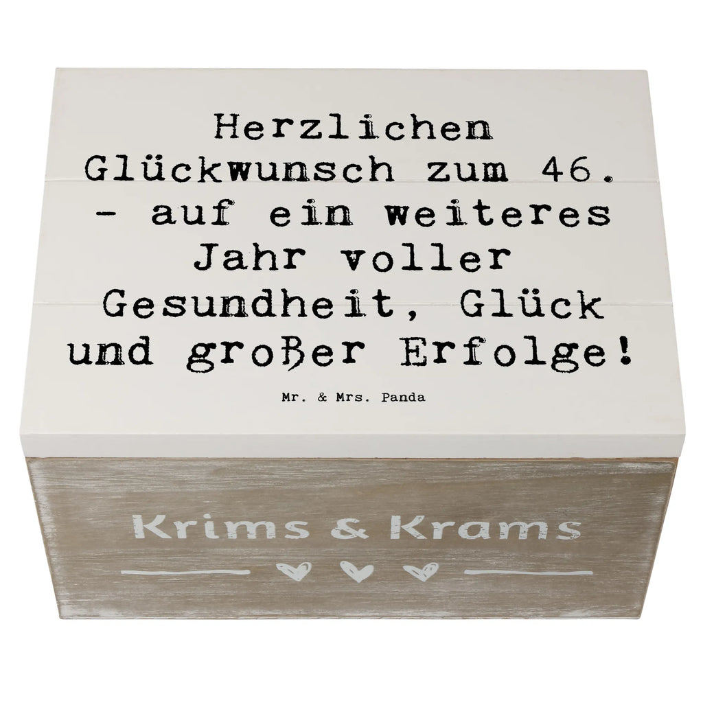 Holzkiste Spruch 46. Geburtstag Glückwünsche Erinnerungskiste, Schatzkiste, Holzkiste, Truhe, Erinnerungsbox, Aufbewahrungsbox, Geschenkdose, XXL, Schatulle, Geschenkbox, Kiste, Dekokiste, Geburtstag, Geburtstagsgeschenk, Geschenk