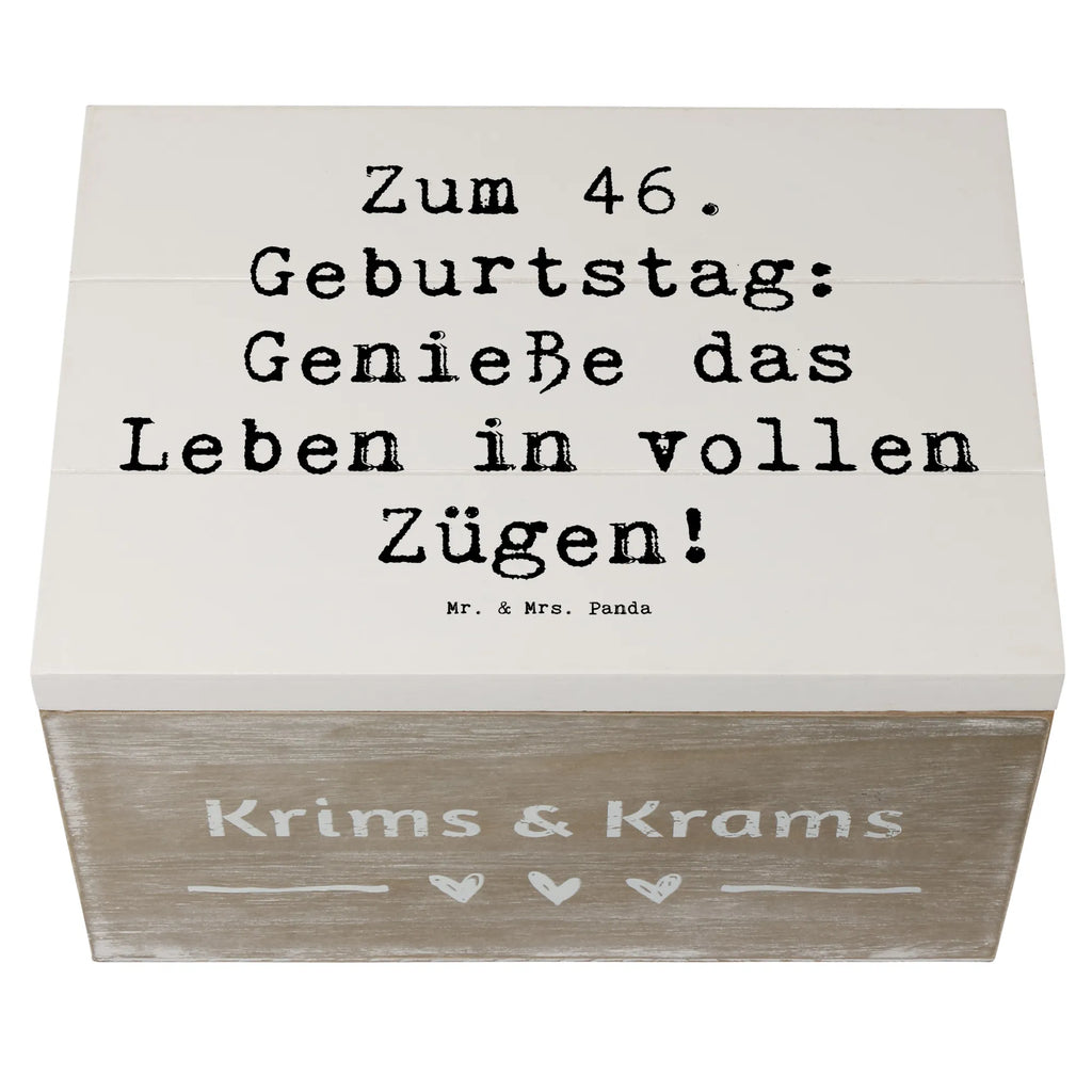 Wooden chest Saying Zum 46. Geburtstag: Genieße das Leben in vollen Zügen! Truhe, Kiste, Erinnerungsbox, Aufbewahrungsbox, Erinnerungskiste, Holzkiste, Schatzkiste, Schatulle, Geschenkbox, XXL, Geschenkdose, Dekokiste, Geburtstag, Geburtstagsgeschenk, Geschenk
