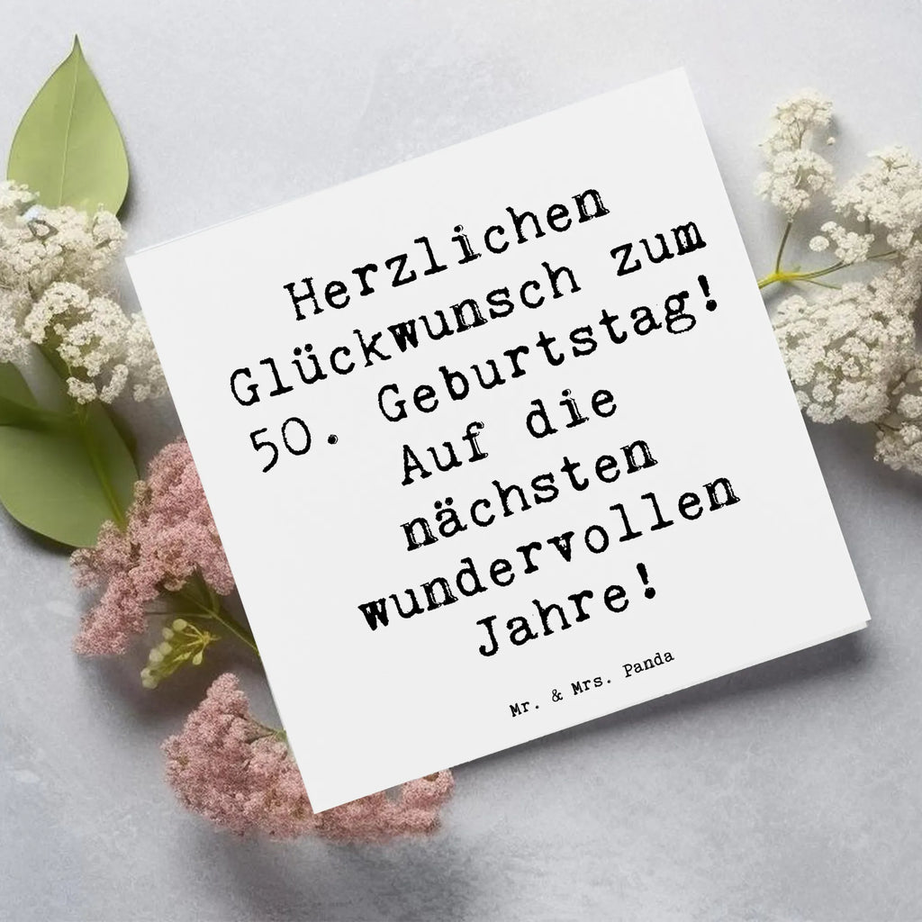 Deluxe Karte Spruch 50. Geburtstag Glückwunsch Einladungskarte, Grußkarte, Hochwertige Grußkarte, Geburtstagskarte, Hochzeitskarte, Karte, Glückwunschkarte, Hochwertige Klappkarte, Klappkarte, Geburtstag, Geburtstagsgeschenk, Geschenk