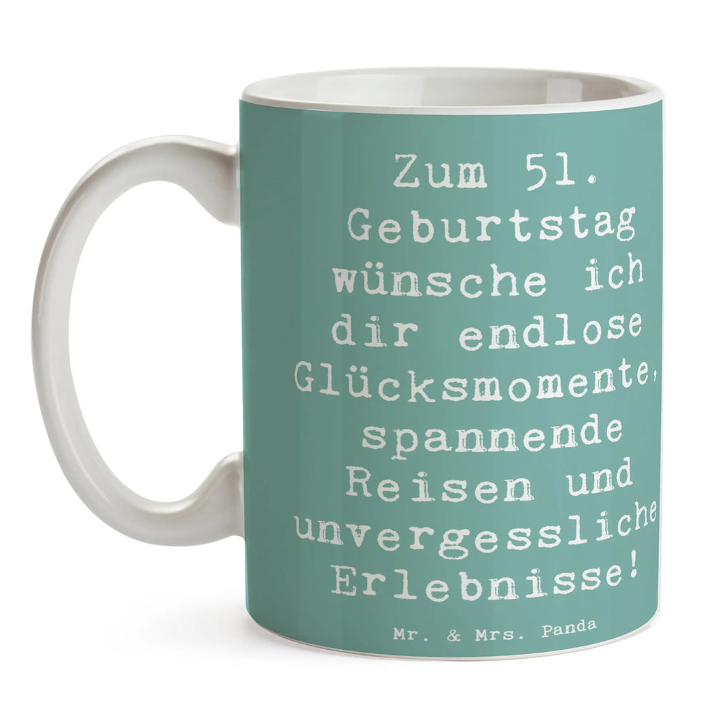 Tasse Spruch 51. Geburtstag Glücksmomente Keramiktasse, Kaffeetasse, Tasse mit Motiven, Bürotasse, Tasse mit Zitaten, Geschenktasse, Teetasse, Porzellantasse, Tasse, Geburtstag, Geburtstagsgeschenk, Geschenk