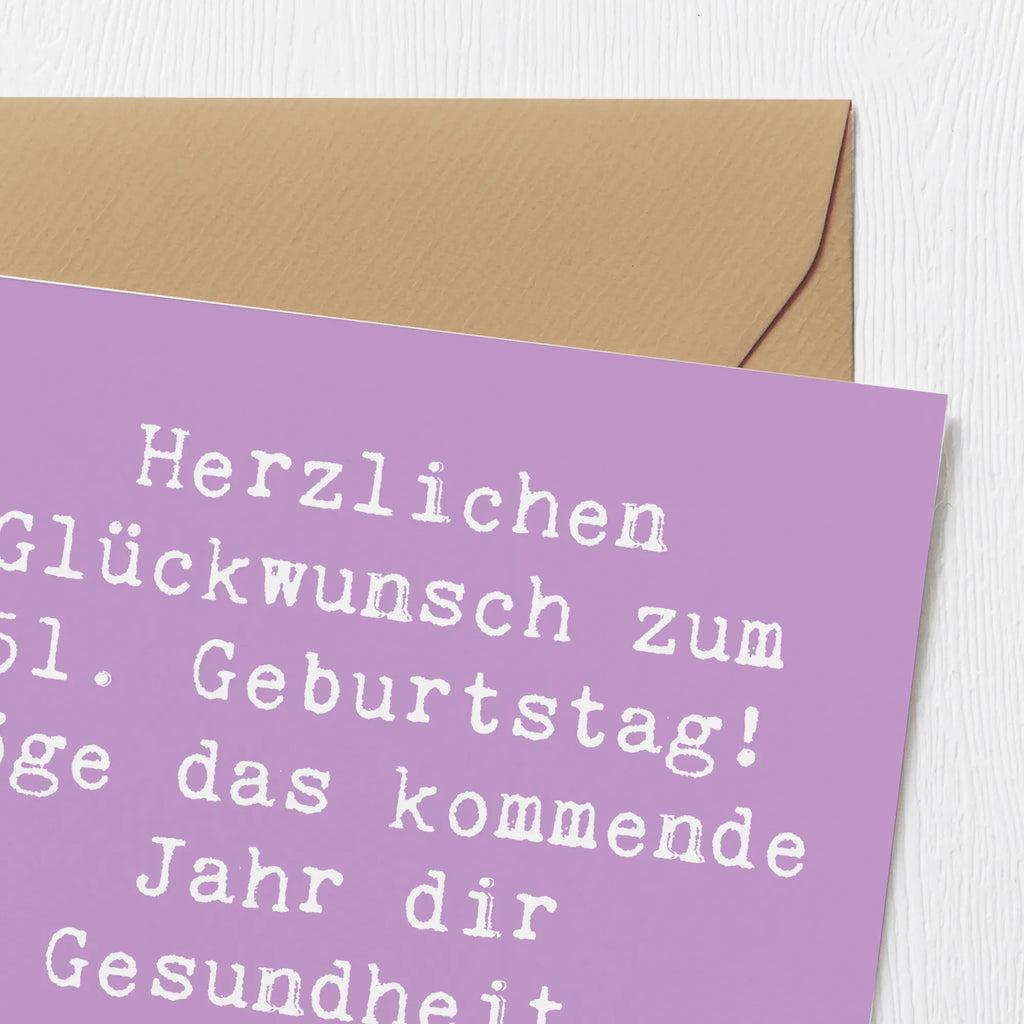 Deluxe Karte Spruch 51. Geburtstag Freude Hochwertige Grußkarte, Einladungskarte, Geburtstagskarte, Karte, Grußkarte, Hochzeitskarte, Klappkarte, Glückwunschkarte, Hochwertige Klappkarte, Geburtstag, Geburtstagsgeschenk, Geschenk