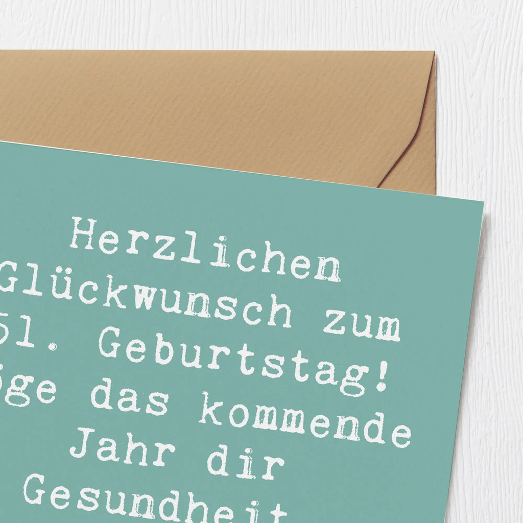 Deluxe Karte Spruch 51. Geburtstag Freude Hochwertige Grußkarte, Einladungskarte, Geburtstagskarte, Karte, Grußkarte, Hochzeitskarte, Klappkarte, Glückwunschkarte, Hochwertige Klappkarte, Geburtstag, Geburtstagsgeschenk, Geschenk